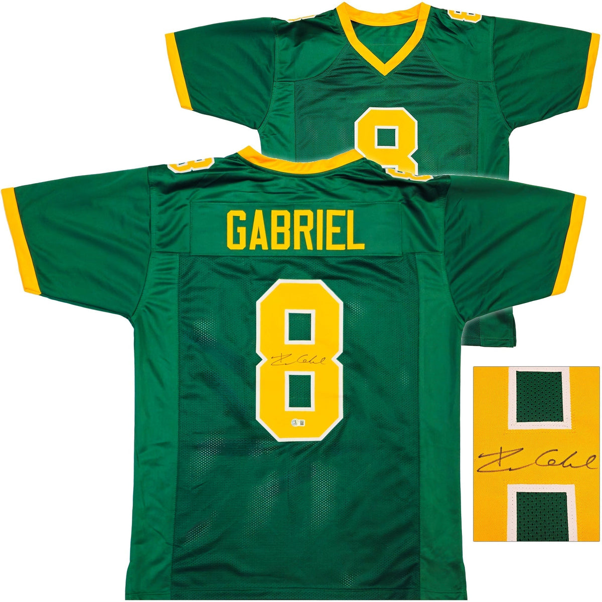 Oregon Ducks Dillon Gabriel Autographed Green Jersey Beckett BAS Witness