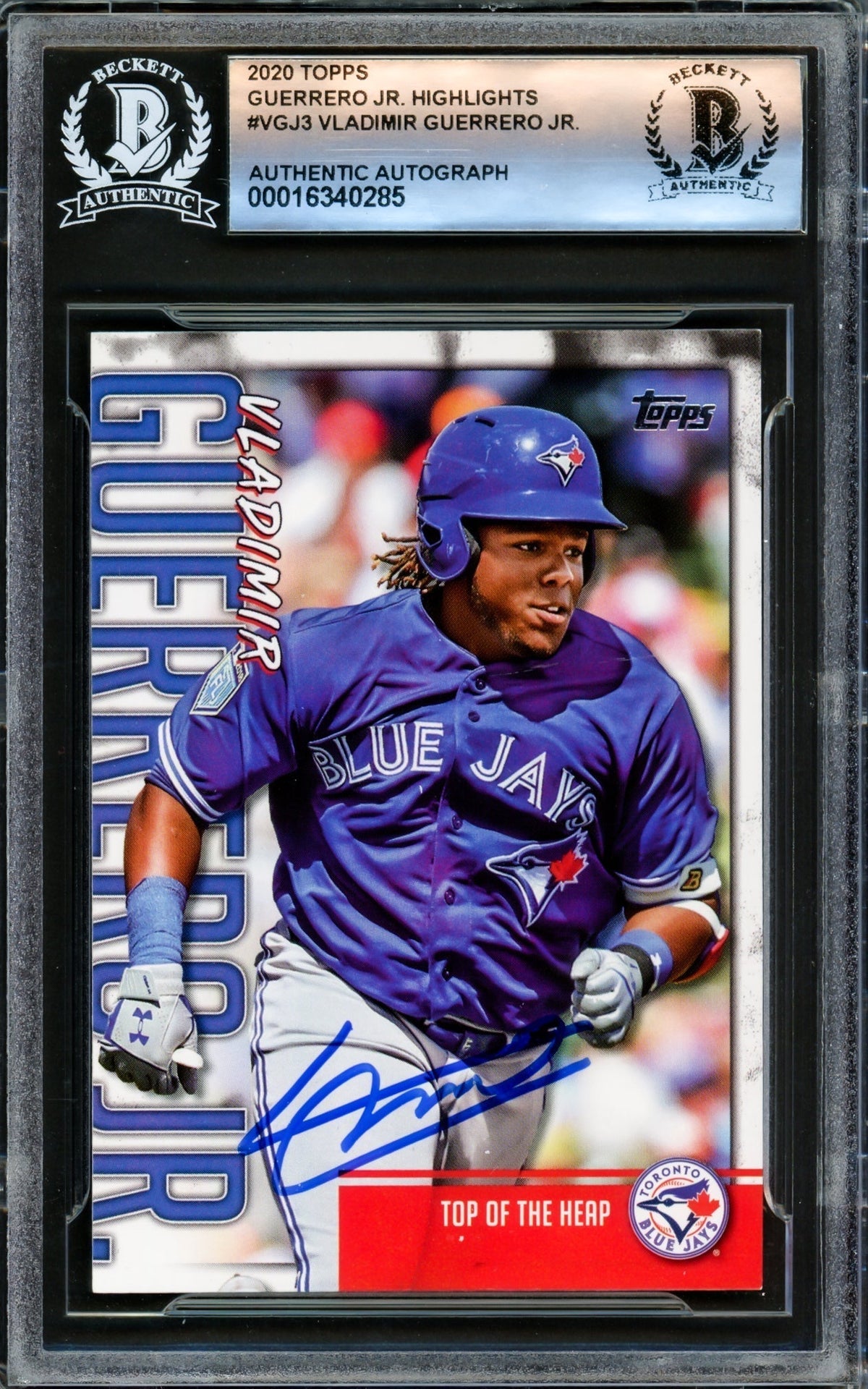 Vladimir Guerrero Jr. Autographed 2020 Topps Highlights Card #VGJ-3 Toronto Blue Jays Beckett BAS #16340285