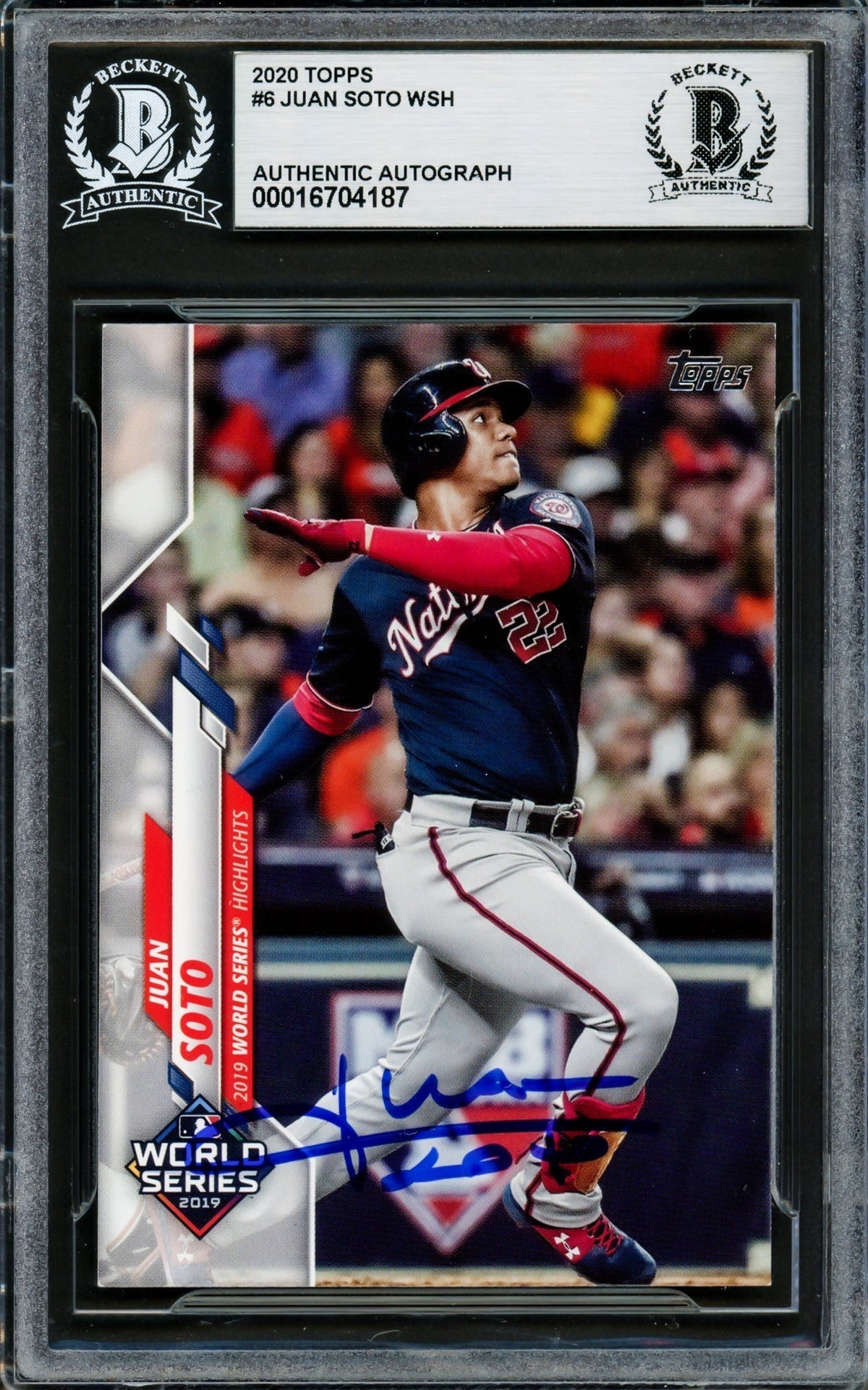 Juan Soto Autographed 2020 Topps Card #6 New York Yankees Beckett BAS