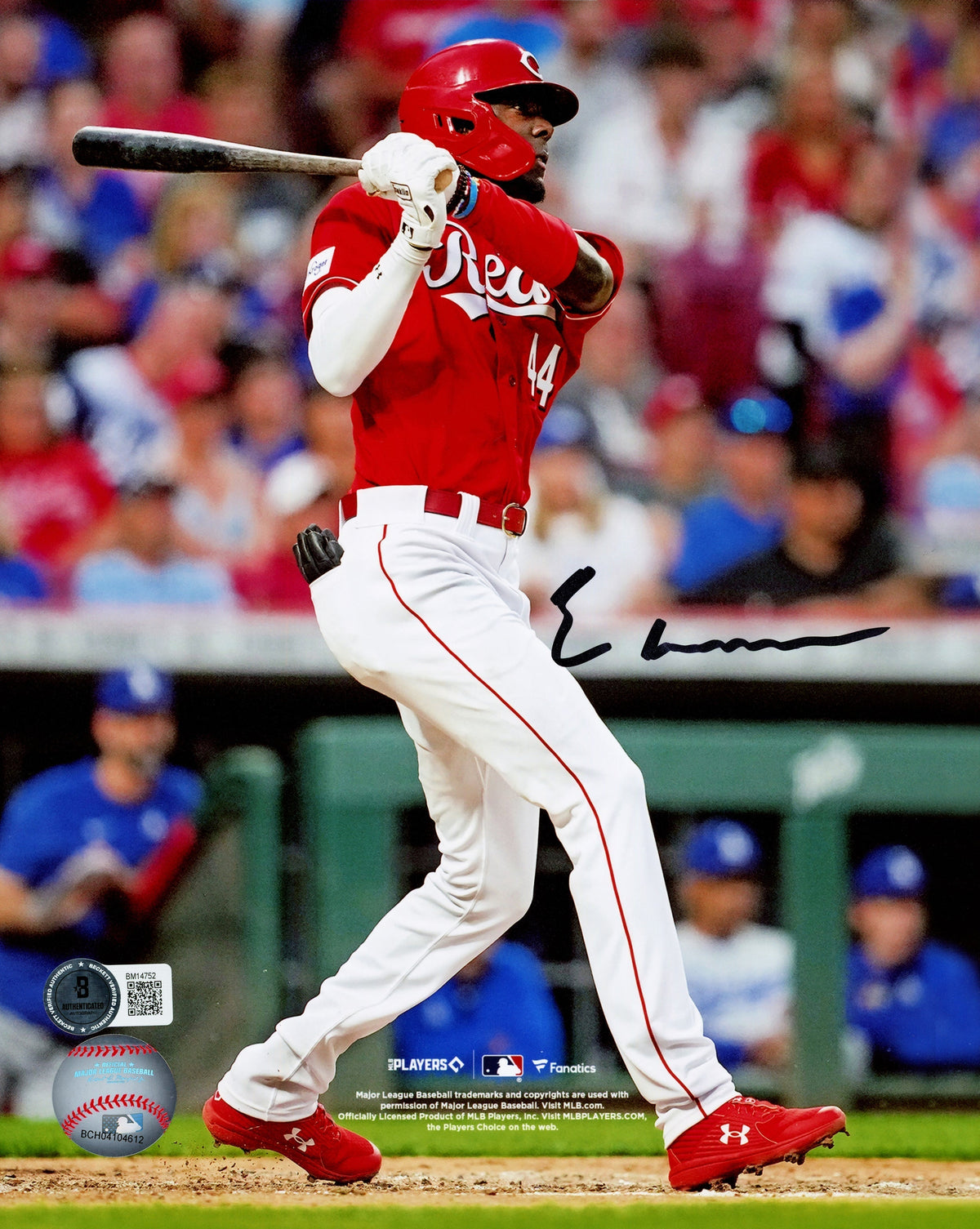 Elly De La Cruz Autographed 8x10 Photo Cincinnati Reds Home Run Swing Beckett BAS QR