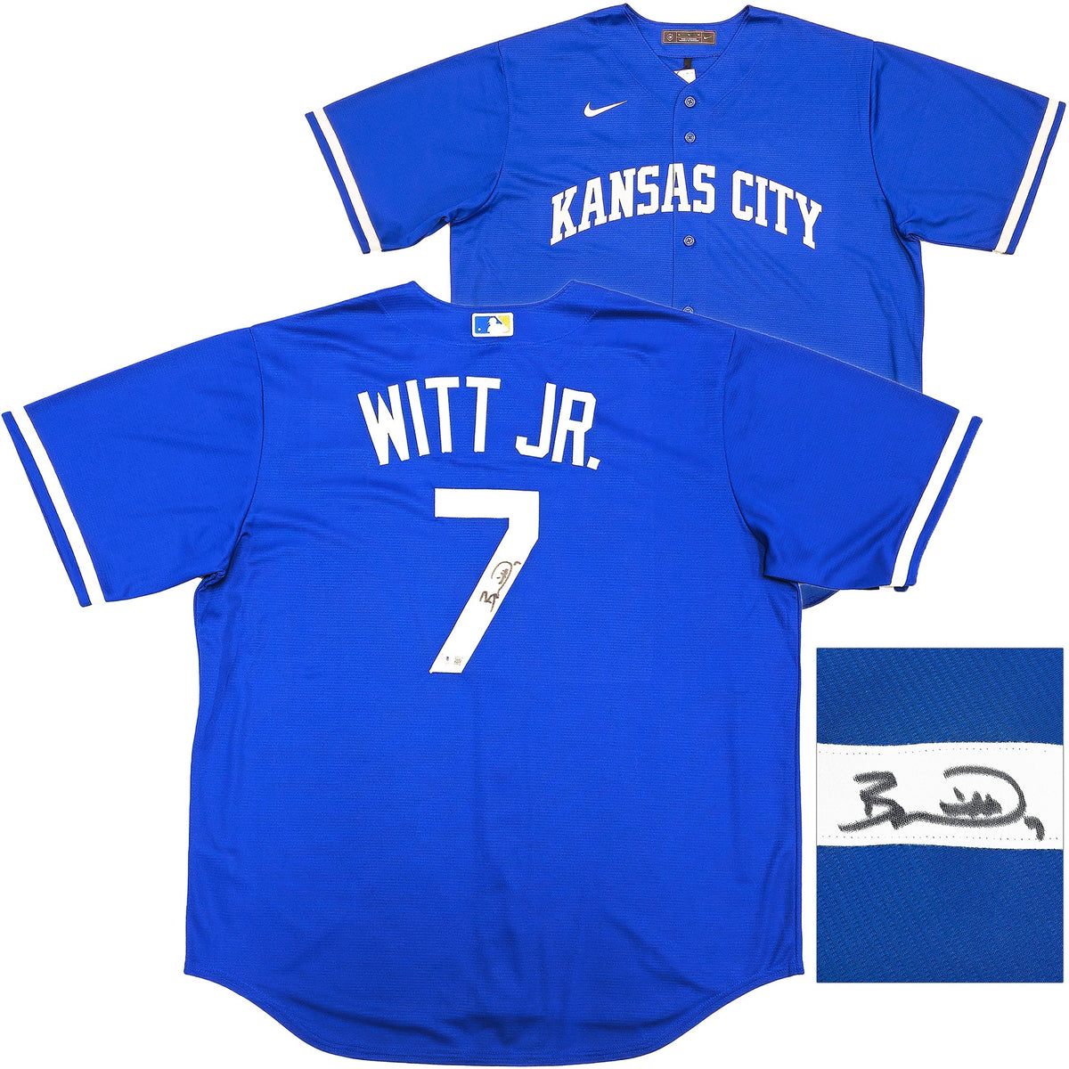 Kansas City Royals Bobby Witt Jr. Autographed Blue Nike Jersey Size XL Beckett BAS Witness