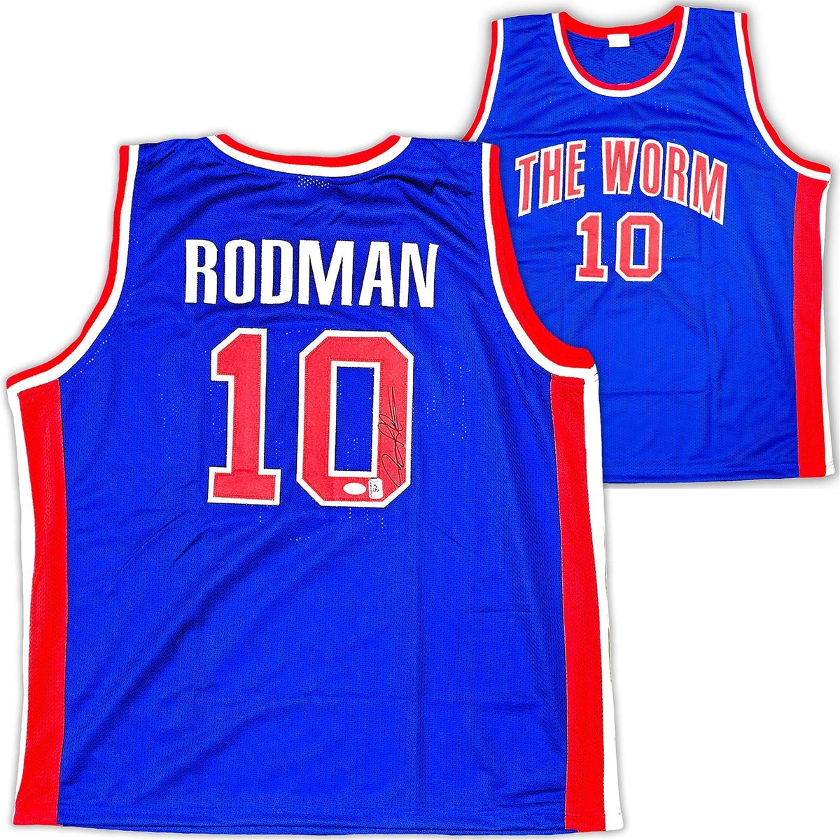 Detroit Pistons Dennis Rodman Autographed Blue Jersey JSA Stock #215742