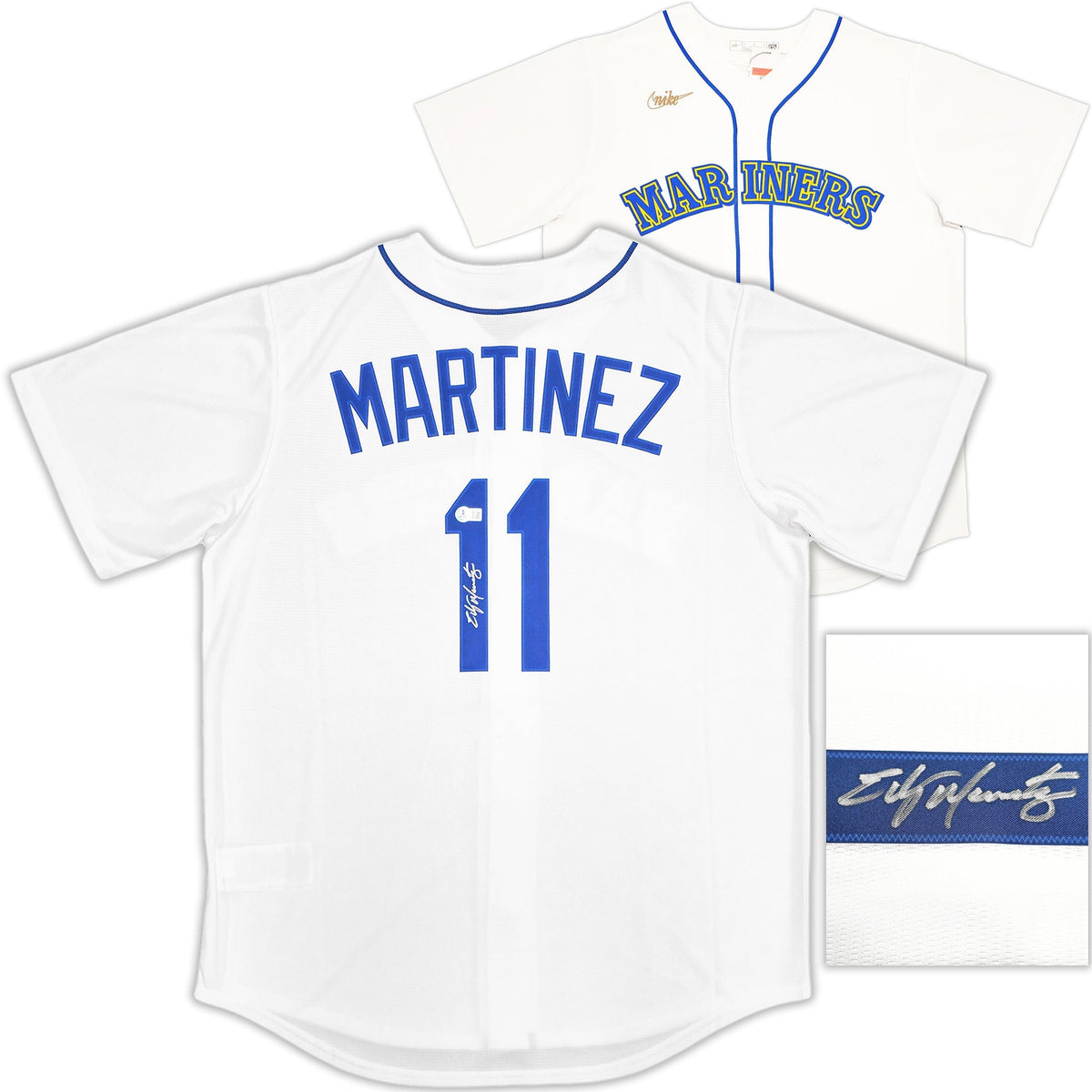 Seattle Mariners Edgar Martinez Autographed White Nike Cooperstown Collection Jersey Size L Beckett BAS Witness