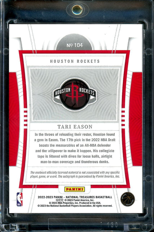2022/23 Panini National Treasures Tari Eason Rookie True RPA /99 Rockets