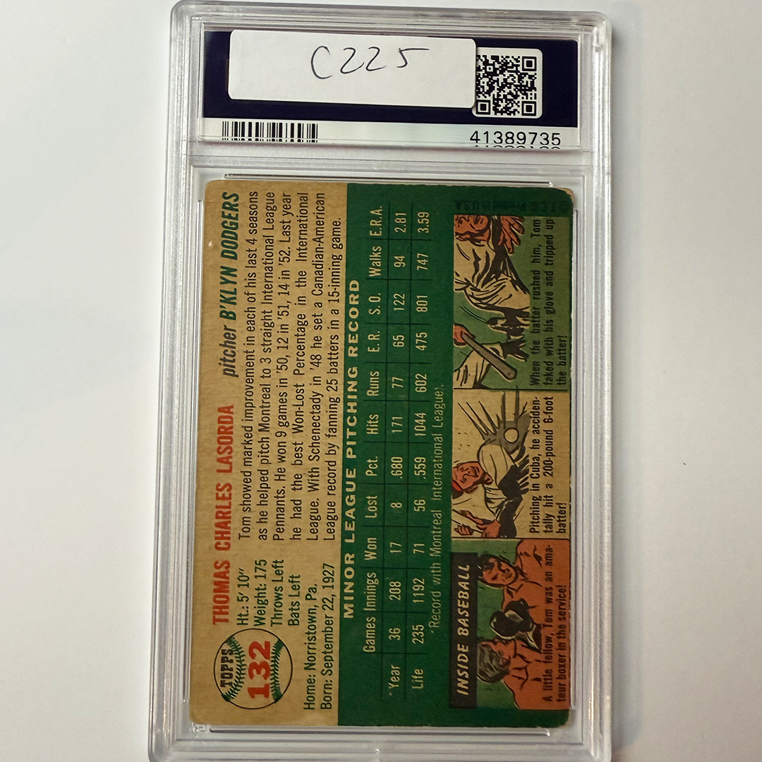 Tommy Lasorda Signed 1954 Topps Rookie #132 PSA 10 Auto