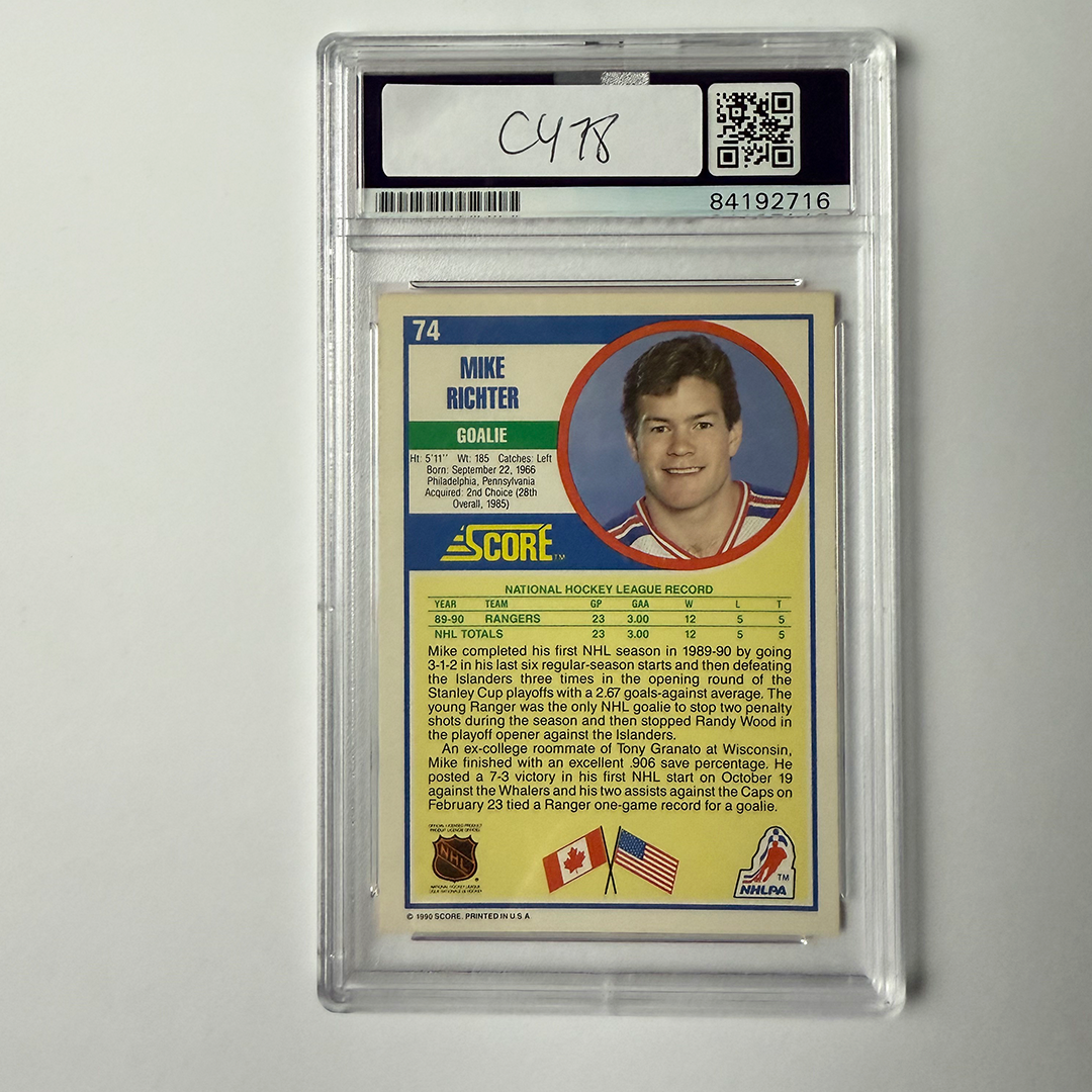 Mike Richter Signed 1990 Score Rookie #74 PSA Auto Authentic