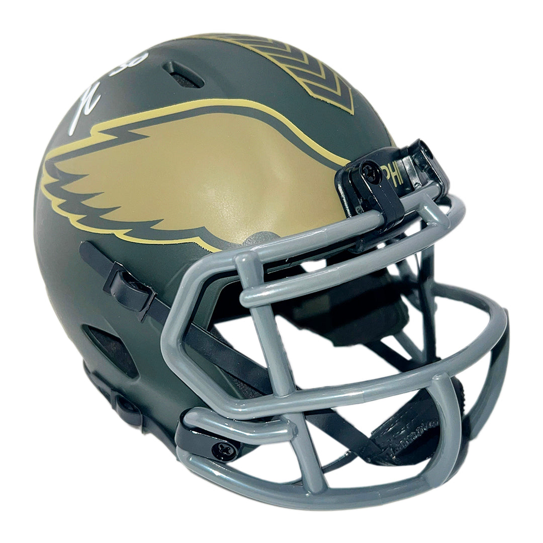 Jihaad Campbell Signed Philadelphia Eagles Salute 2025 Mini Football Helmet (Beckett)
