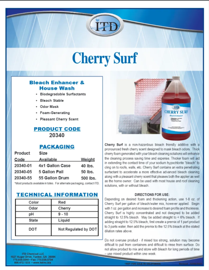 Cherry Surf – Bleach Enhancer & House Wash 1 Gallon