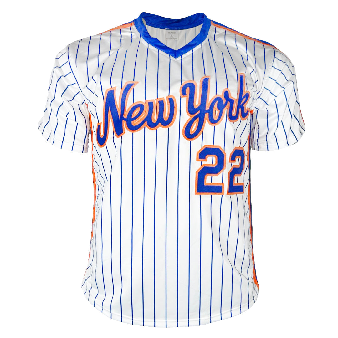 Ray Knight Signed 1986 WS MVP Inscription New York Pinstripe Baseball Jersey (Beckett)