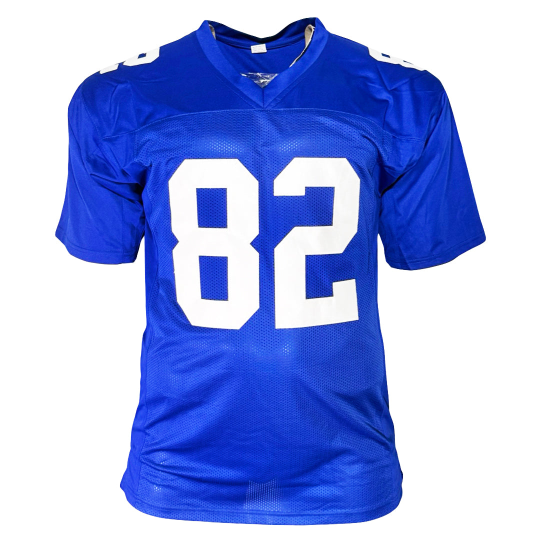Mario Manningham Signed New York Blue Football Jersey (JSA)
