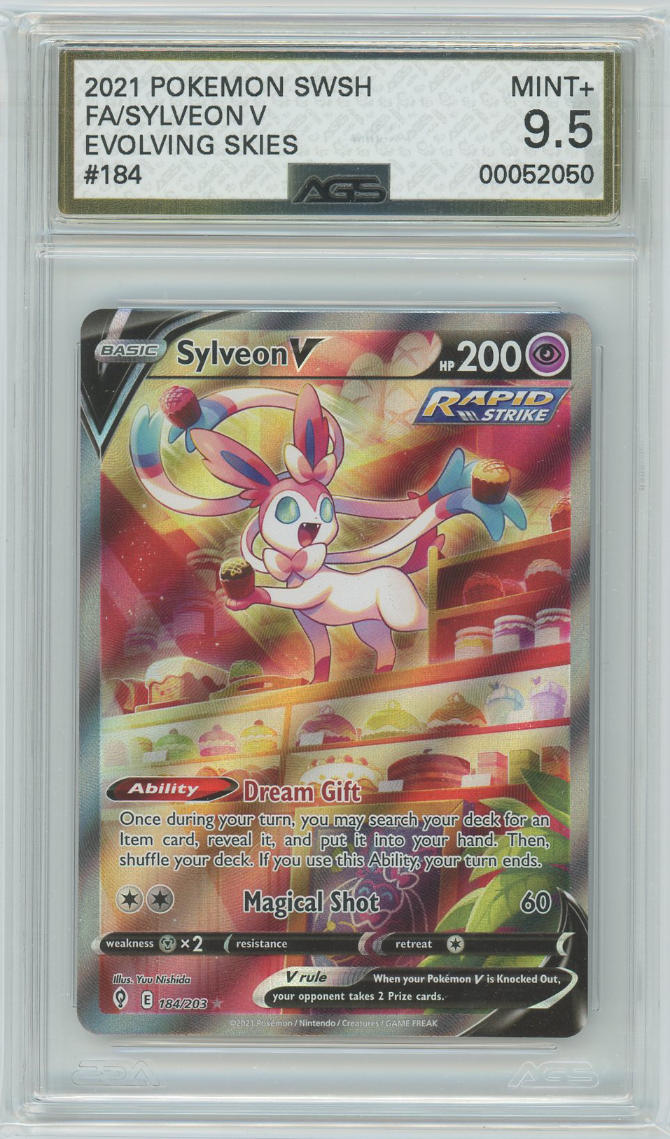 AGS (MINT+ 9.5) Sylveon V #184 Alt. Art - Evolving Skies (#00052050)