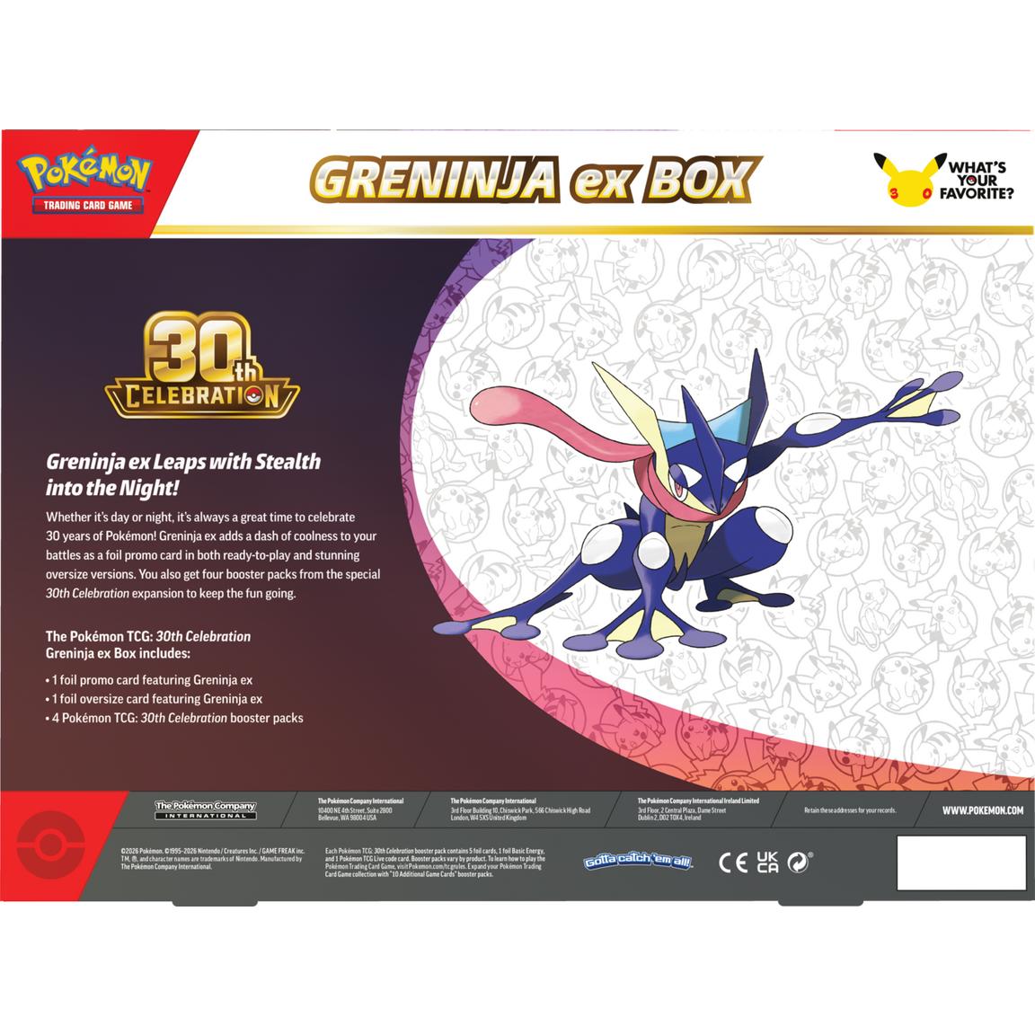 Pokémon TCG: 30th Celebration Greninja ex Box