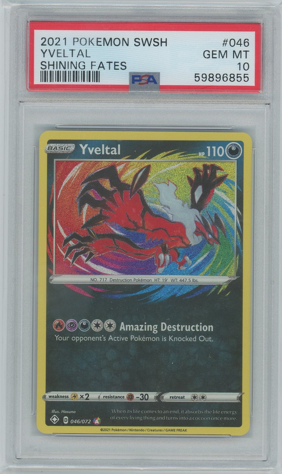 PSA (Gem MT 10) Yveltal #046 - Pokemon Sword & Shield Shining Fates (#59896855)