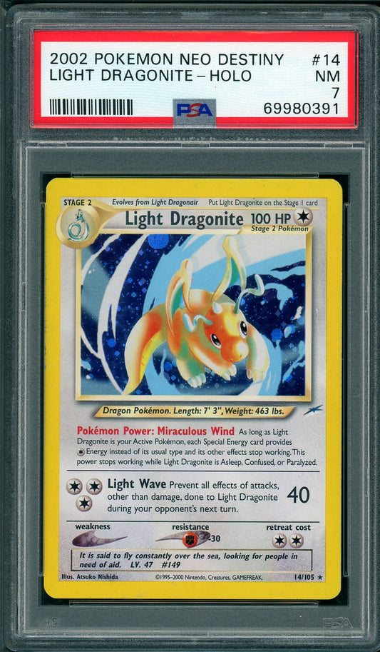 [PSA 7 - NM] LIGHT DRAGONITE #14 - - Neo Destiny (2002)