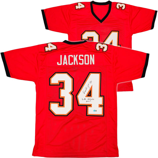 Tampa Bay Buccaneers Dexter Jackson Autographed Red Jersey "SB XXXVII MVP" Beckett BAS QR