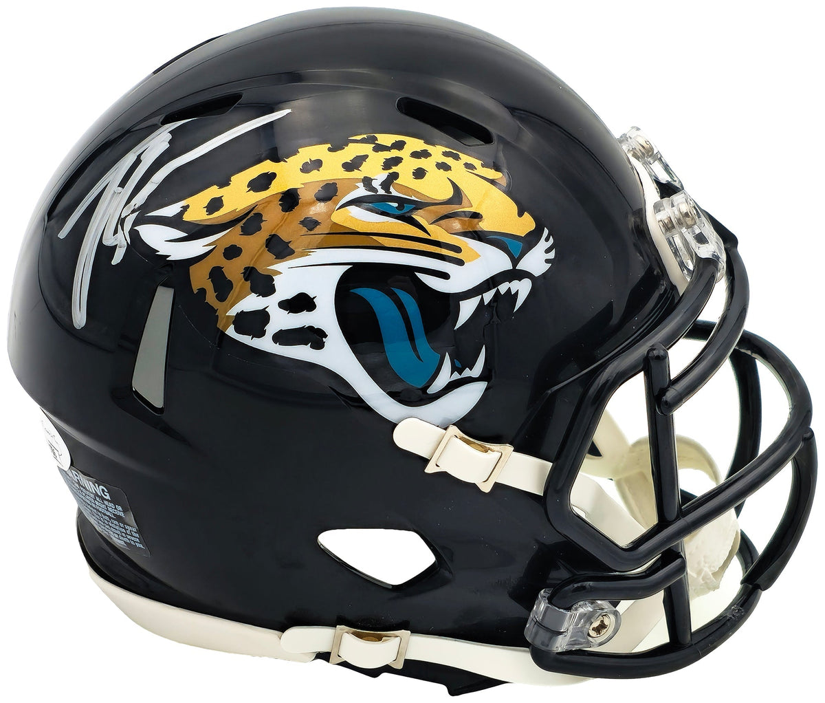 Travis Etienne Autographed Jacksonville Jaguars Black Speed Mini Helmet JSA