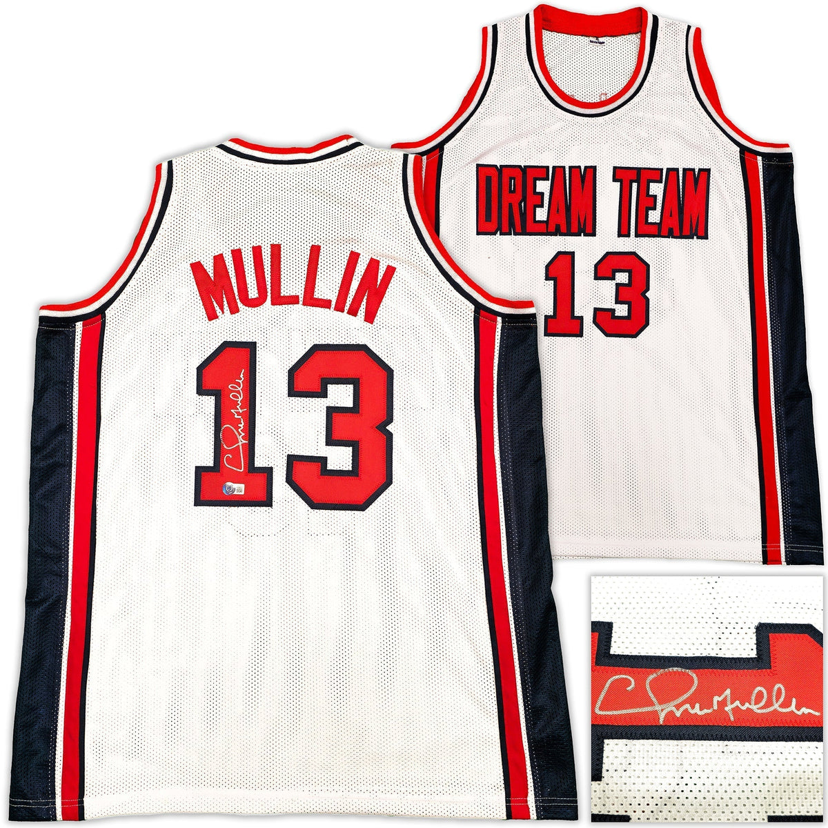 Team USA Chris Mullin Autographed White Jersey Beckett BAS Witness
