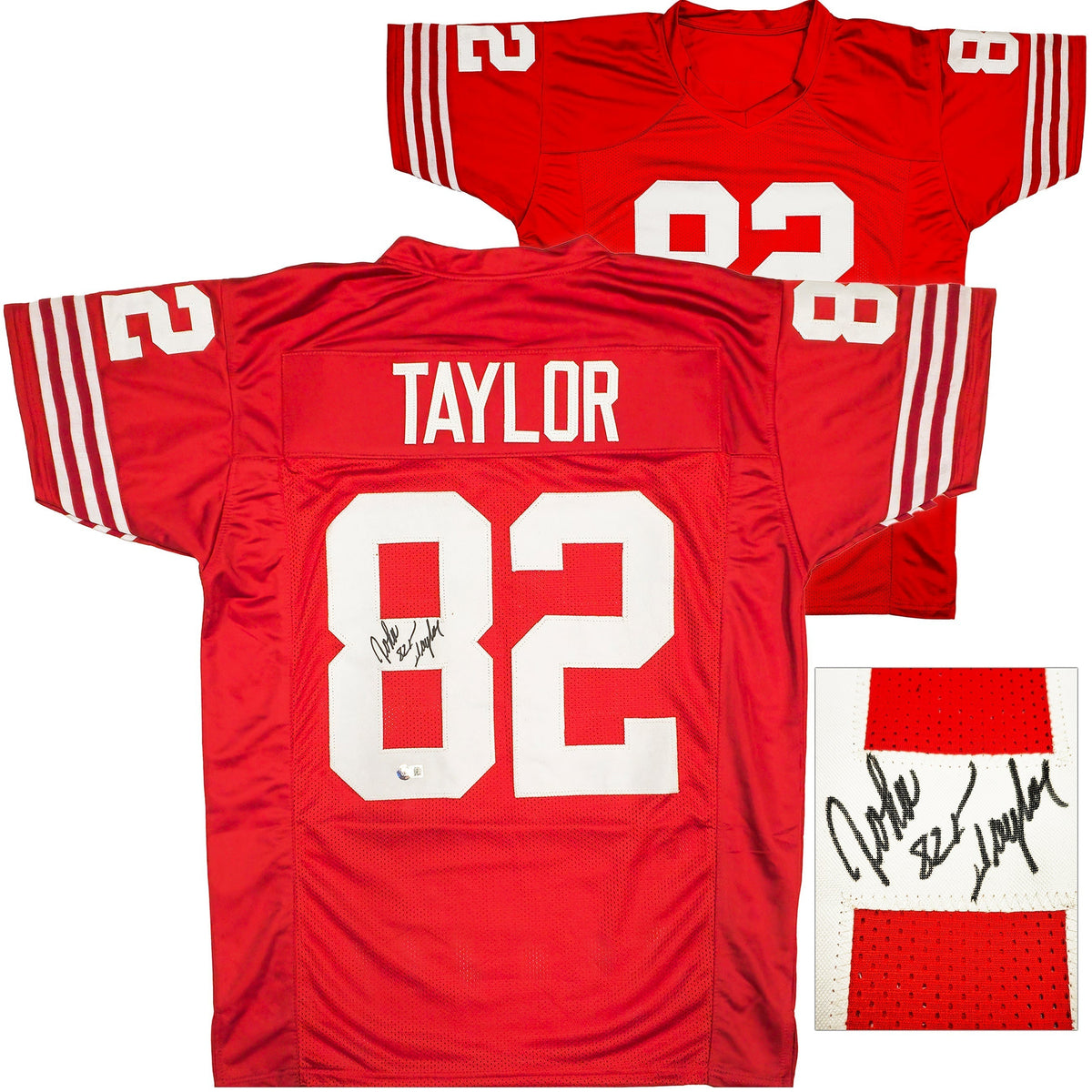 San Francisco 49ers John Taylor Autographed Red Jersey Beckett BAS Witness