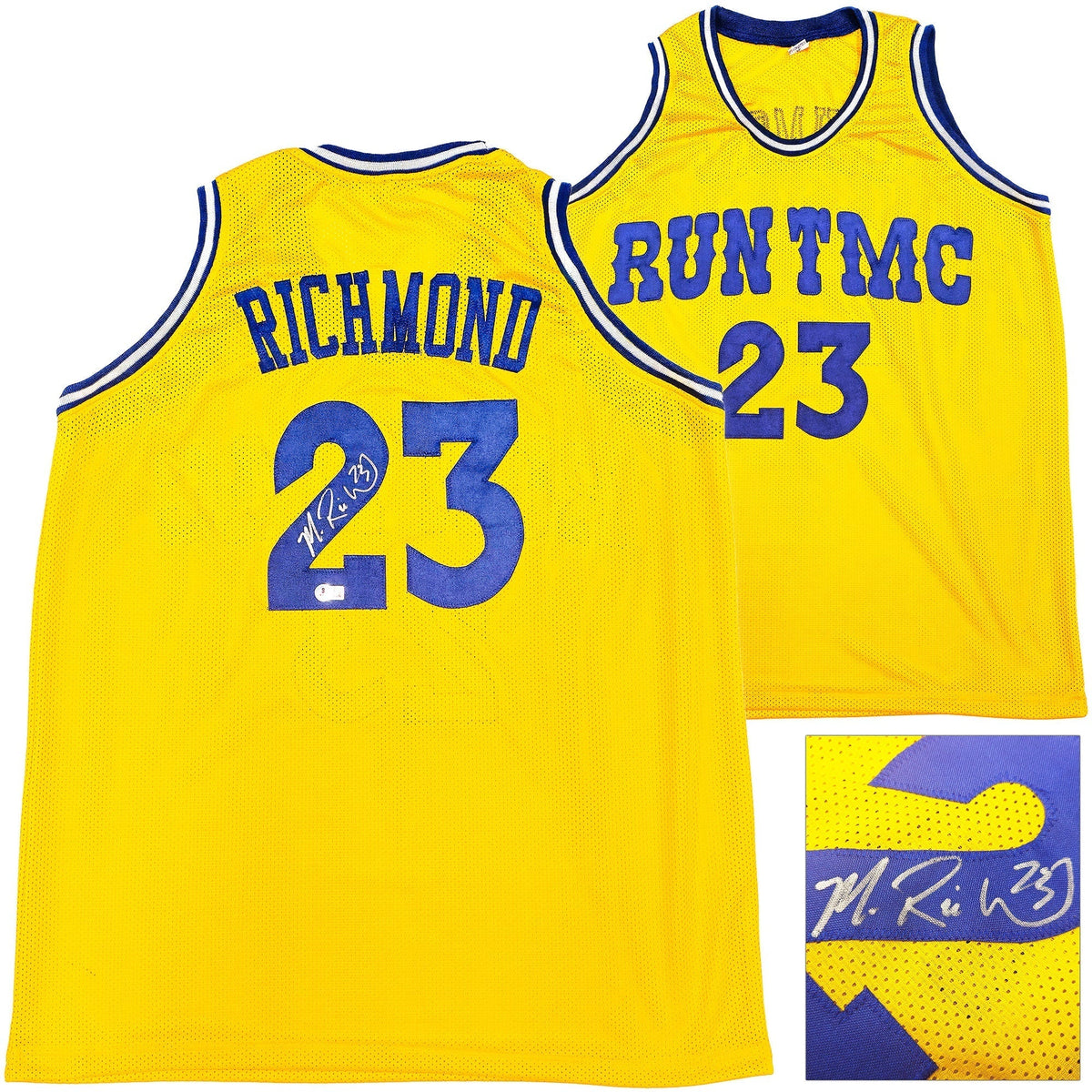Golden State Warriors Mitch Richmond Autographed Yellow Jersey Beckett BAS Witness