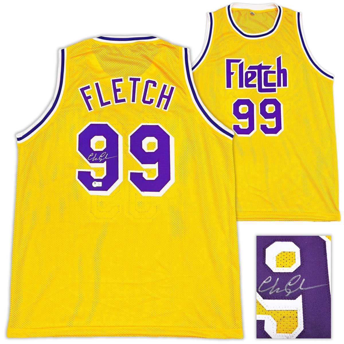 Fletch Chevy Chase Autographed Yellow Jersey Beckett BAS Witness
