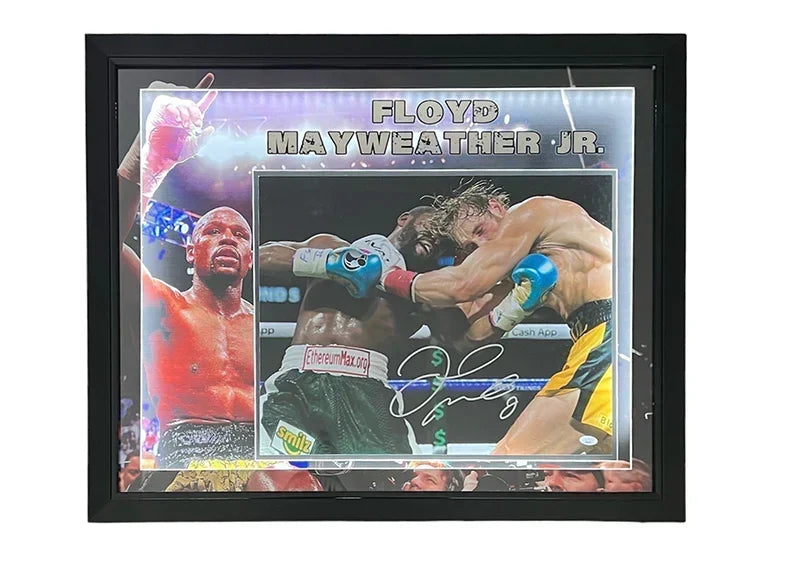 Floyd Mayweather Jr Signed vs Logan Paul 3D Light Up Framed Boxing 33x27 Photo (JSA)