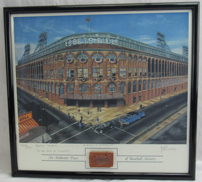 1955 Brooklyn Dodgers Ebbets Field Real Brick & Litho Collage L.E.