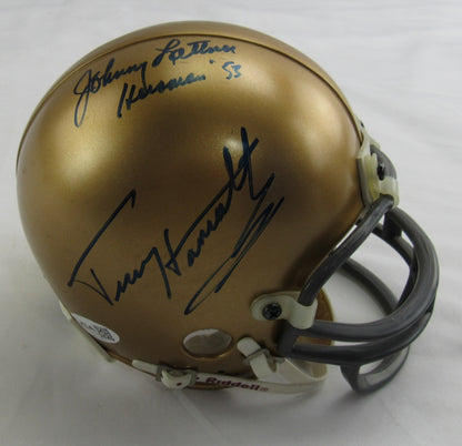 Johnny Lattner and Terry Hanratty Signed Auto Mini Helmet JSA CM07482