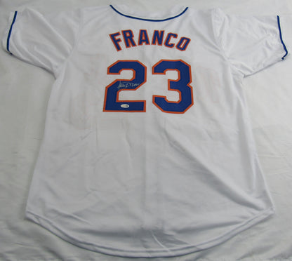 Julio Franco Signed Auto Mets Baseball Jersey JSA Witnessed Certified