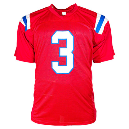 Demario Douglas Signed New England Red Football Jersey (Beckett)