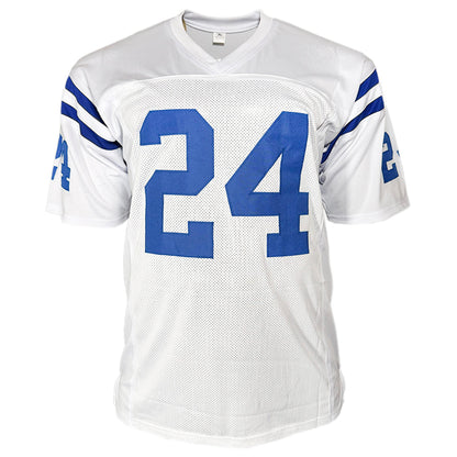 Lenny Moore Signed Indianapolis White Football Jersey (JSA)