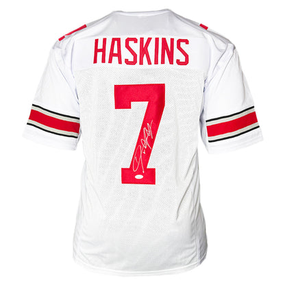 Dwayne Haskins Signed Ohio State College White Football Jersey (JSA)
