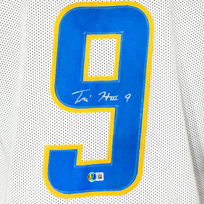 Tre Harris Signed Los Angeles White Football Jersey (Beckett)