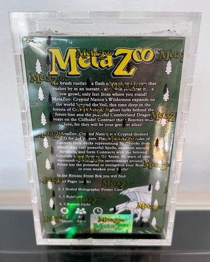 (SIGNED by Mike Waddell - Creator of MetaZoo) MetaZoo: 1st Edition Cryptid Nation Wilderness Release Event Box - in Acrylic Case