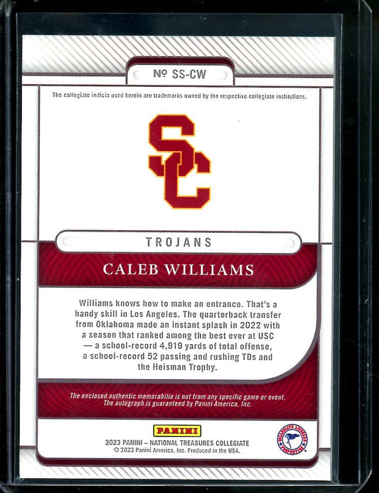 2023 Panini National Treasures Collegiate Caled Williams Silhouette Signatures Patch Auto /99 USC