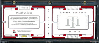 2023 Panini National Treasures Collegiate Jalen Carter Rookie Booklet Patch Auto 1/1 Georgia