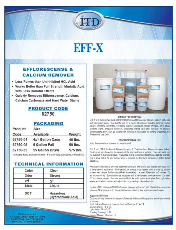 EFF-X – Efflorescence & Calcium Remover 1 Gallon