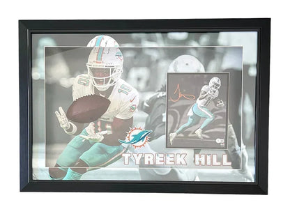 Tyreek Hill Signed Miami 3D Light Up Framed Football 33x23 Photo (Beckett)