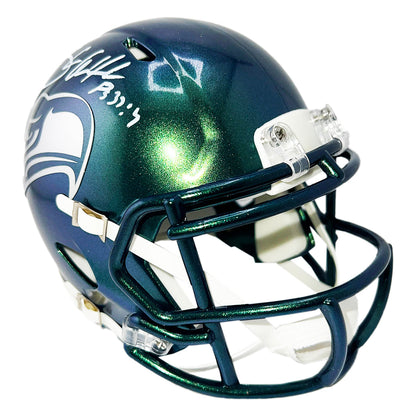 Shaun Alexander Signed Psalm Inscription Seattle Seahawks Rivalries Mini Football Helmet (Beckett)