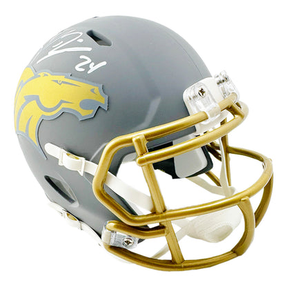 Champ Bailey Signed Denver Broncos Slate Alternate Speed Mini Football Helmet (Beckett)