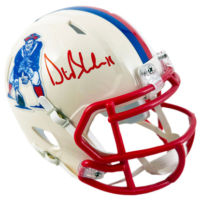 Drew Bledsoe Signed New England Patriots Retro Speed Mini Football Helmet (JSA)
