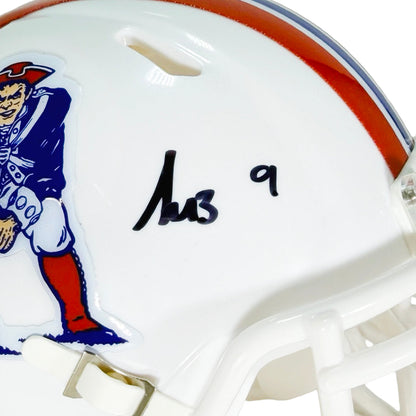 Kayshon Boutte Signed New England Patriots Throwback 82-89 Speed Mini Football Helmet (Beckett)