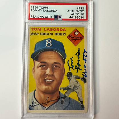 Tommy Lasorda Signed 1954 Topps Rookie #132 HOF 97 PSA 10 Auto