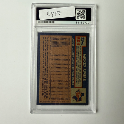 Mickey Rivers Signed 1984 Topps #504 w/2 Inscriptions PSA Auto Authentic