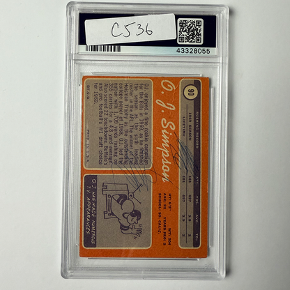 OJ Simpson Signed 1970 Topps ROOKIE #90 W/HOF 85 PSA 10 Auto