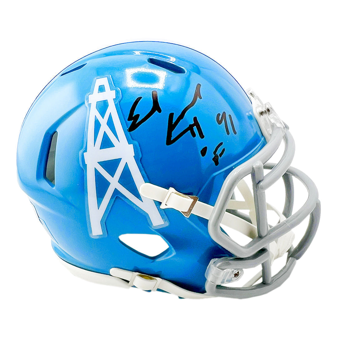 Earl Campbell Signed HOF 91 Inscription Houston Oilers Throwback 60-62 Speed Mini Football Helmet (Beckett)