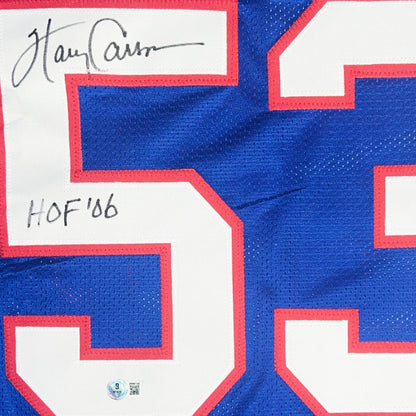 Harry Carson Signed HOF 06 Inscription New York Blue Football Jersey (Beckett)