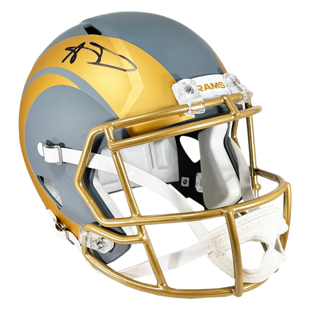 Aaron Donald Signed Los Angeles Rams Slate Alternate Speed Full-Size Replica Football Helmet (Beckett)