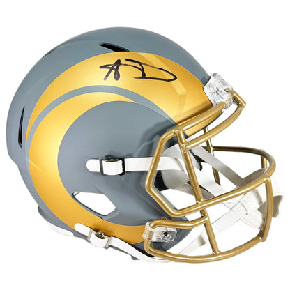 Aaron Donald Signed Los Angeles Rams Slate Alternate Speed Full-Size Replica Football Helmet (Beckett)