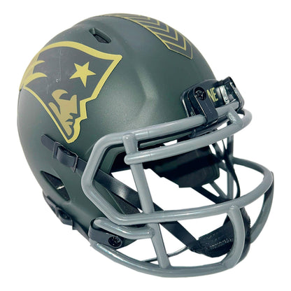 DeMario Douglas Signed New England Patriots Salute 2025 Mini Football Helmet (Beckett)