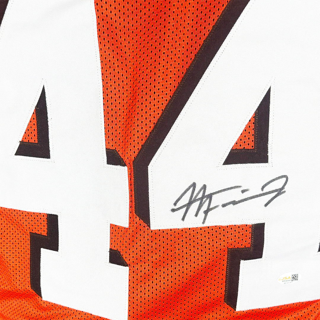 Harold Fannin Jr Signed Cleveland Orange Game Style Football Jersey (JSA)